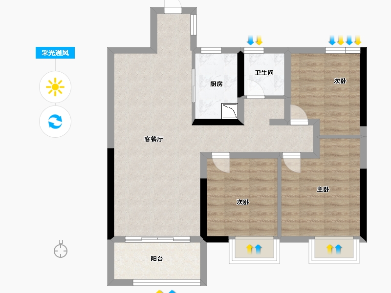 江西省-南昌市-阳光城丽景湾-72.00-户型库-采光通风