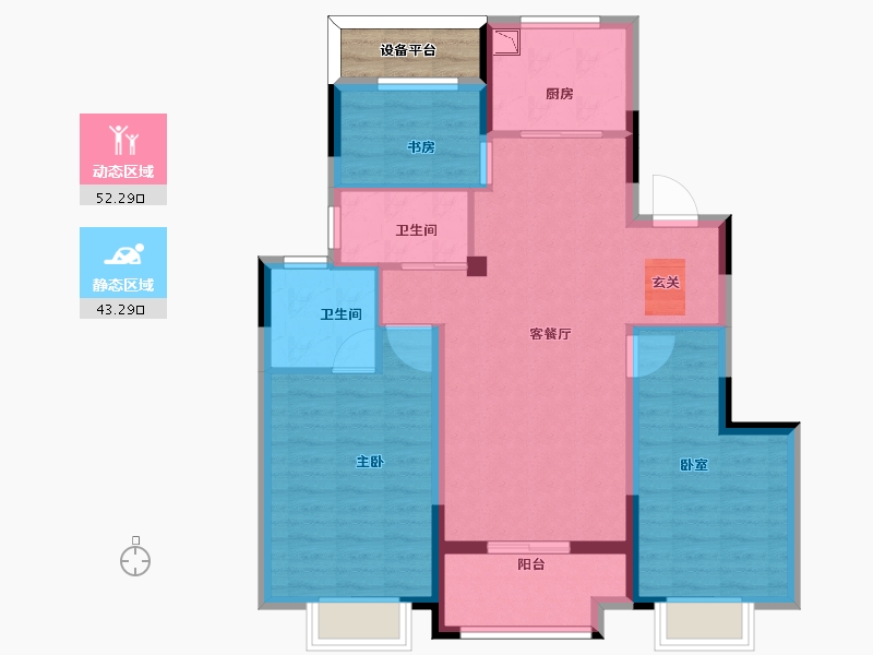 浙江省-宁波市-融创杭州湾壹号-88.00-户型库-动静分区