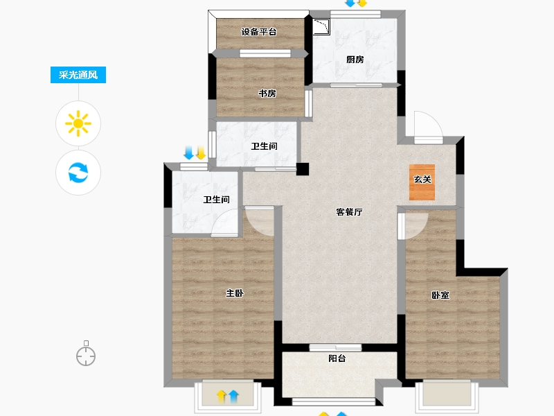 浙江省-宁波市-融创杭州湾壹号-88.00-户型库-采光通风