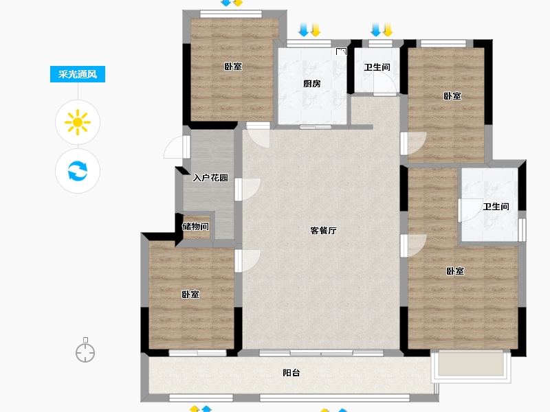 浙江省-宁波市-崇文花园-111.00-户型库-采光通风