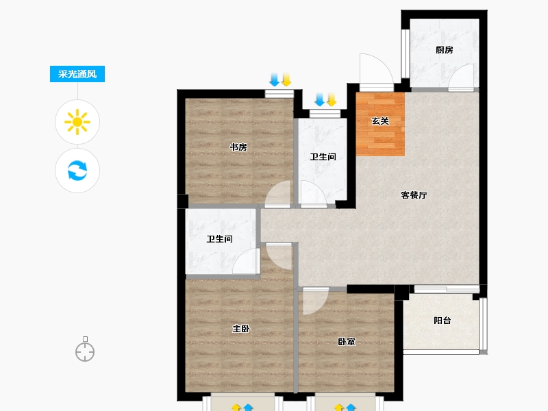 福建省-漳州市-印象澜山-77.84-户型库-采光通风