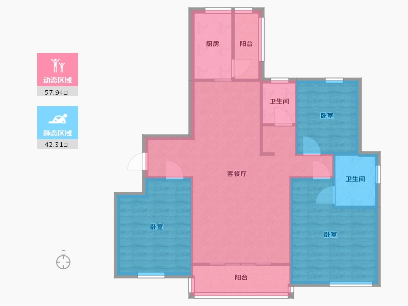 辽宁省-盘锦市-富盈·海滨新城-91.24-户型库-动静分区