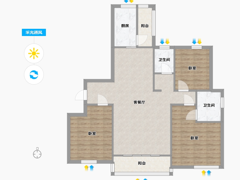 辽宁省-盘锦市-富盈·海滨新城-91.24-户型库-采光通风