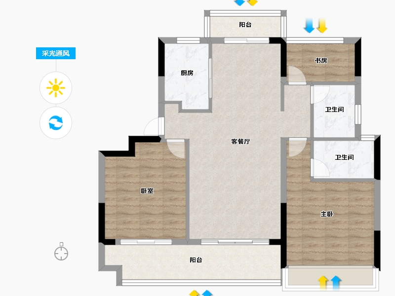 安徽省-六安市-远大·玺悦府-94.00-户型库-采光通风