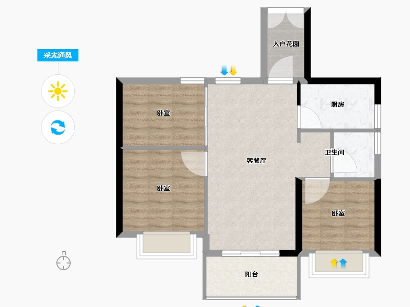 福建省-福州市-贵安新天地公寓-70.00-户型库-采光通风