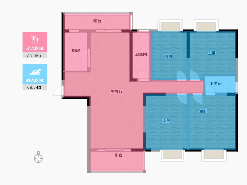 江苏省-泰州市-世纪新城-136.00-户型库-动静分区