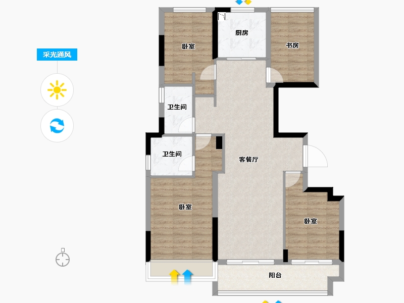 浙江省-金华市-中昂天玥府-100.00-户型库-采光通风