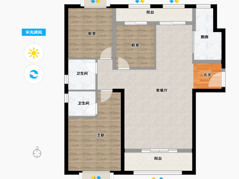 福建省-漳州市-夏商水岸名都-102.74-户型库-采光通风