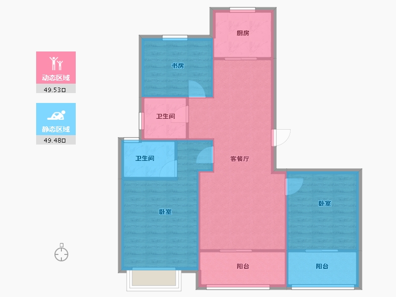 江苏省-扬州市-佳源·西城印象-90.21-户型库-动静分区