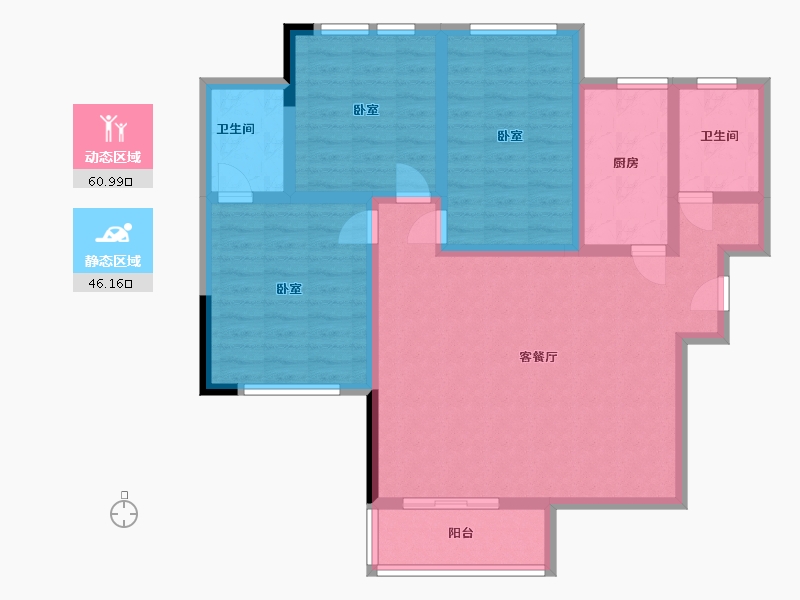 浙江省-宁波市-乐江名庭-95.30-户型库-动静分区