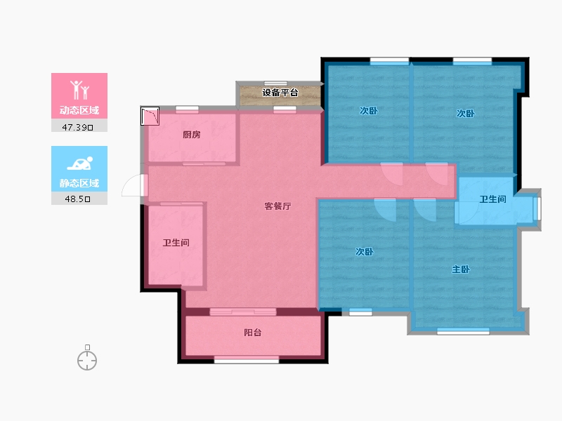 福建省-宁德市-古田天润云玺-88.00-户型库-动静分区