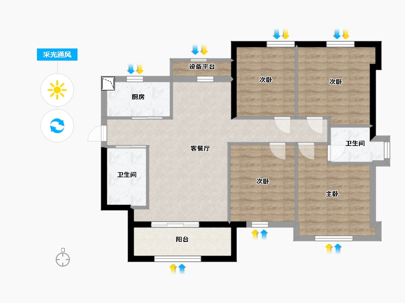 福建省-宁德市-古田天润云玺-88.00-户型库-采光通风