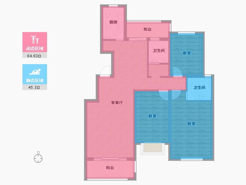 安徽省-淮南市-龙成奥韵-97.68-户型库-动静分区