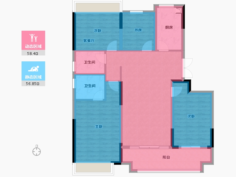 江苏省-徐州市-蓝光锦澜府-103.63-户型库-动静分区