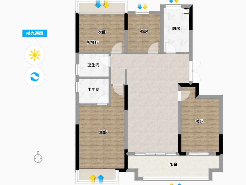 江苏省-徐州市-蓝光锦澜府-103.63-户型库-采光通风