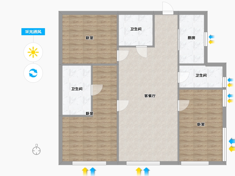 浙江省-杭州市-世茂天玑-108.90-户型库-采光通风