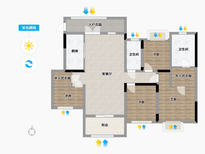 江苏省-南通市-如东雨润城-114.00-户型库-采光通风