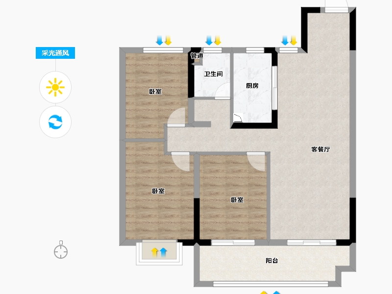 安徽省-淮南市-正和·楚都华府-87.00-户型库-采光通风