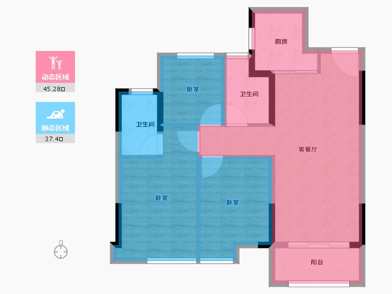 福建省-福州市-国贸·凤凰原-74.00-户型库-动静分区