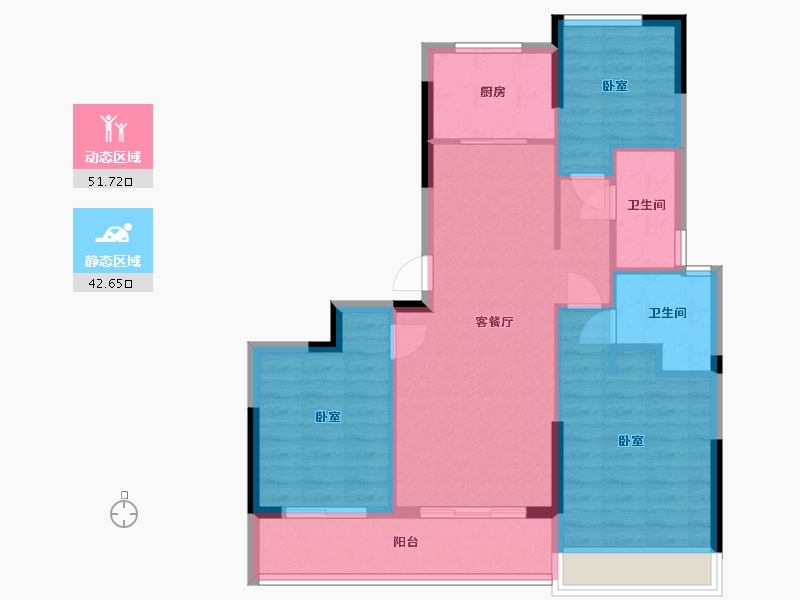 浙江省-宁波市-蓝城·慈溪慈月园-85.20-户型库-动静分区