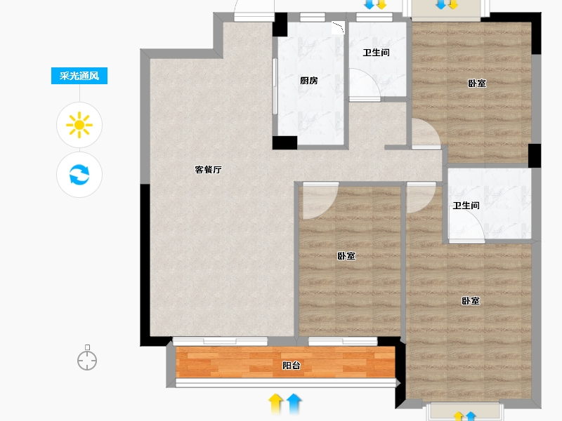 福建省-龙岩市-万星悦府-88.03-户型库-采光通风