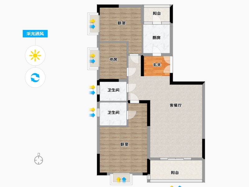 浙江省-嘉兴市-恒天·祥符荡-111.55-户型库-采光通风