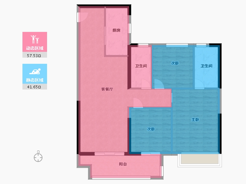 江苏省-淮安市-金辉优步花园-89.60-户型库-动静分区