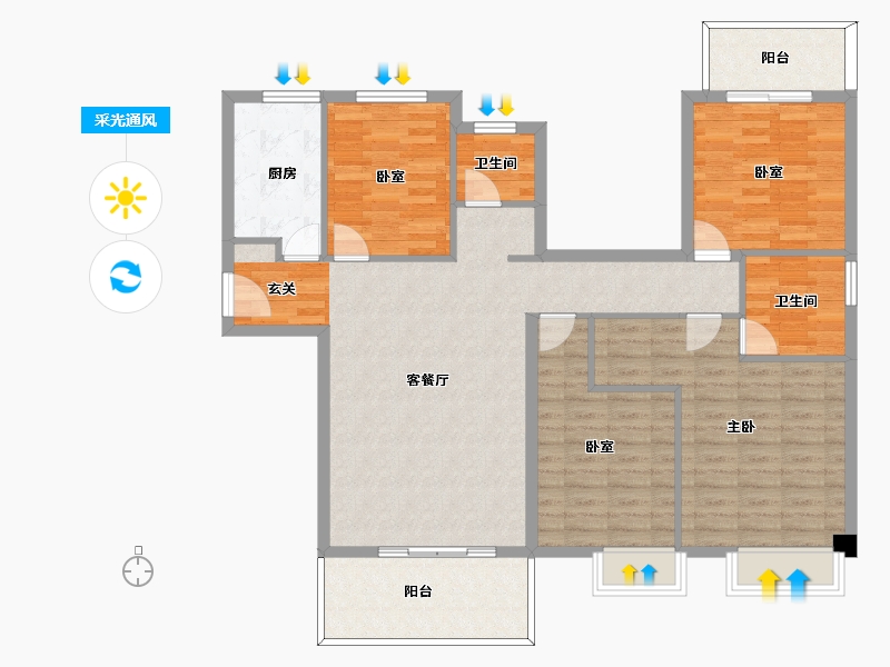 福建省-漳州市-领秀侨城-117.76-户型库-采光通风