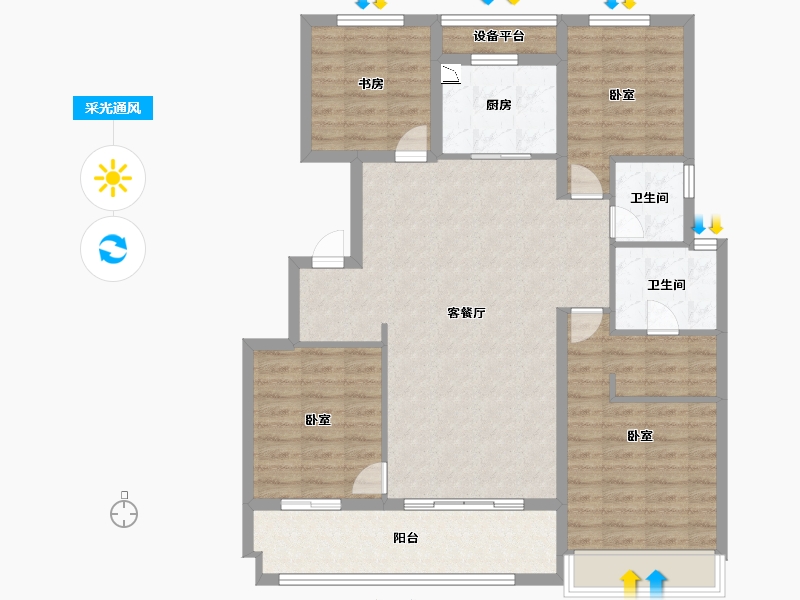 浙江省-宁波市-龙湖华宇雲峰原著-106.00-户型库-采光通风