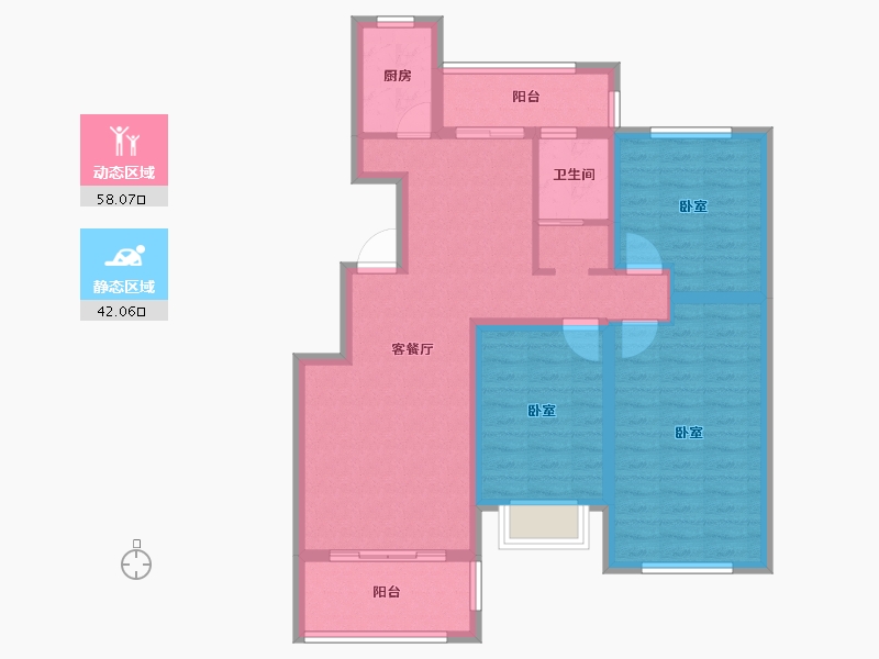 安徽省-淮南市-龙成奥韵-88.71-户型库-动静分区