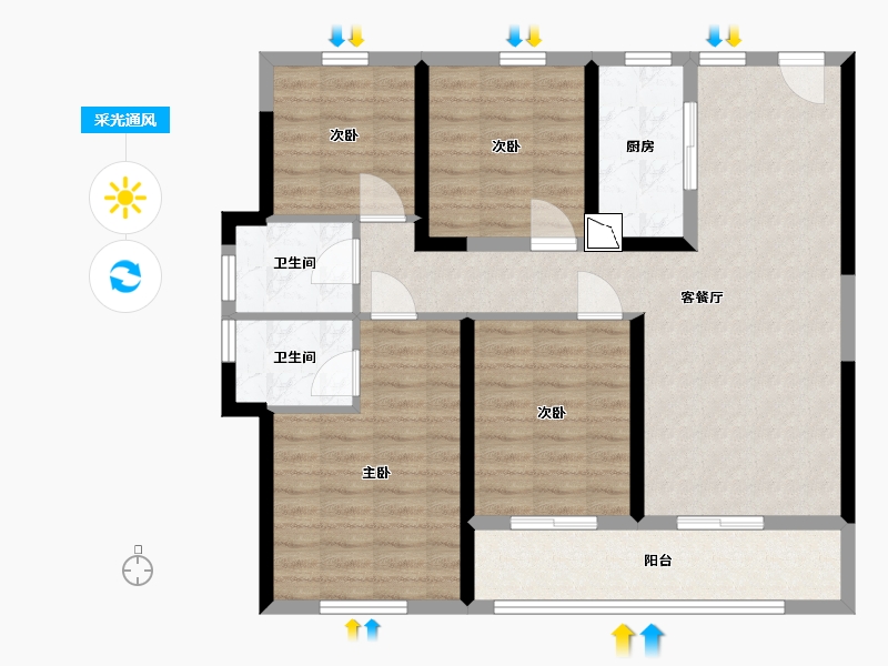 福建省-宁德市-宏地・君悦公馆-97.00-户型库-采光通风