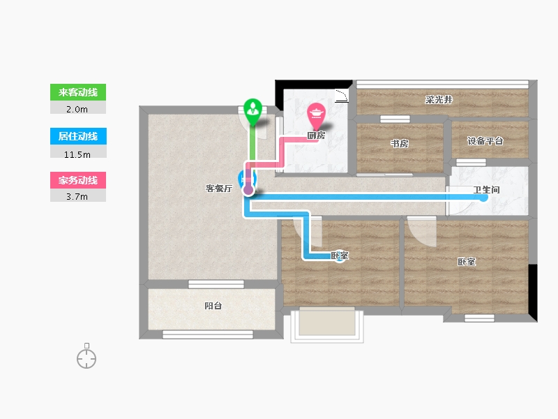 浙江省-嘉兴市-桃源水岸-67.84-户型库-动静线