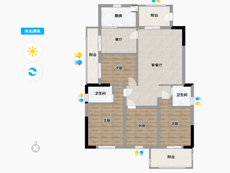 福建省-宁德市-屏南弘祥天悦-96.00-户型库-采光通风