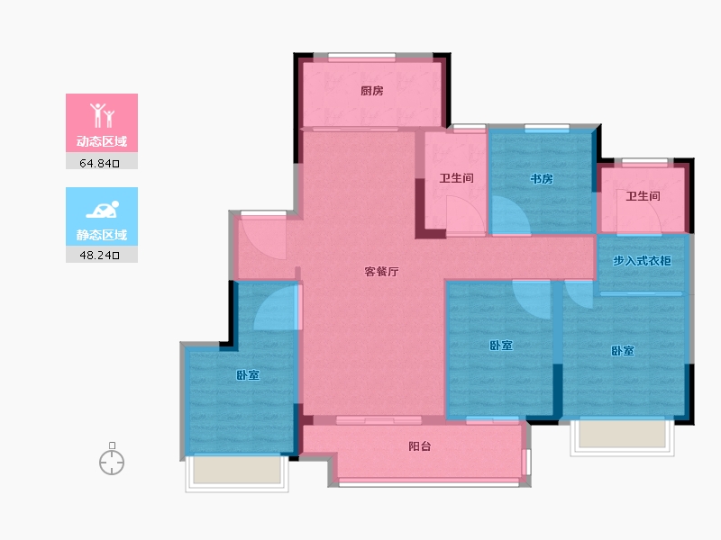 浙江省-宁波市-湖成大境-102.00-户型库-动静分区