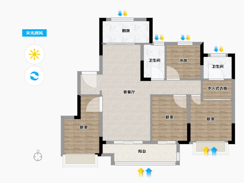 浙江省-宁波市-湖成大境-102.00-户型库-采光通风