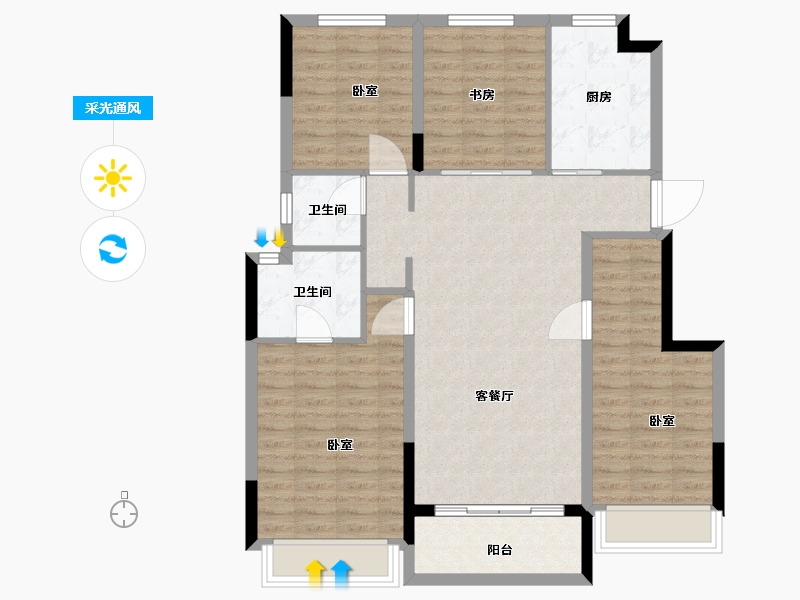 浙江省-湖州市-湖州蓝光雍锦园-102.00-户型库-采光通风