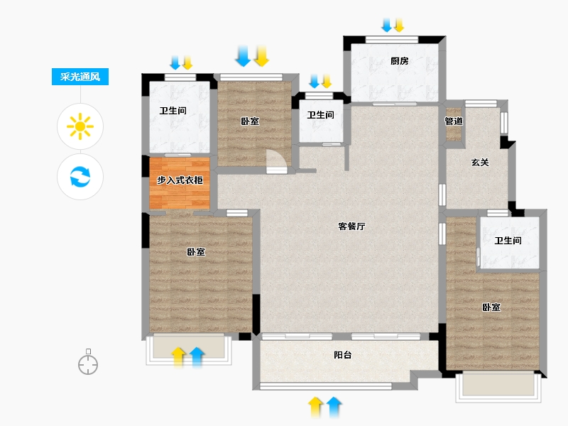 浙江省-湖州市-亨通吴越嘉苑-115.00-户型库-采光通风