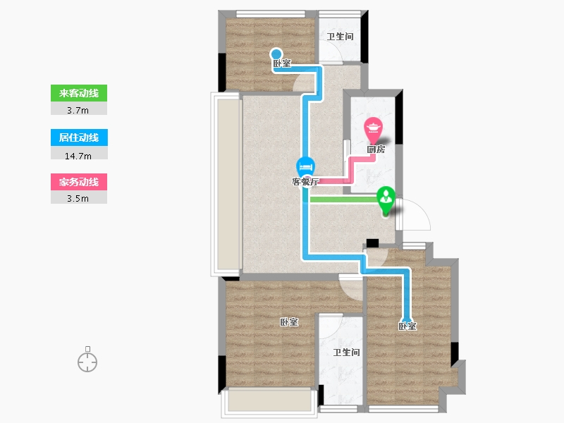 浙江省-金华市-兰溪院子-76.00-户型库-动静线