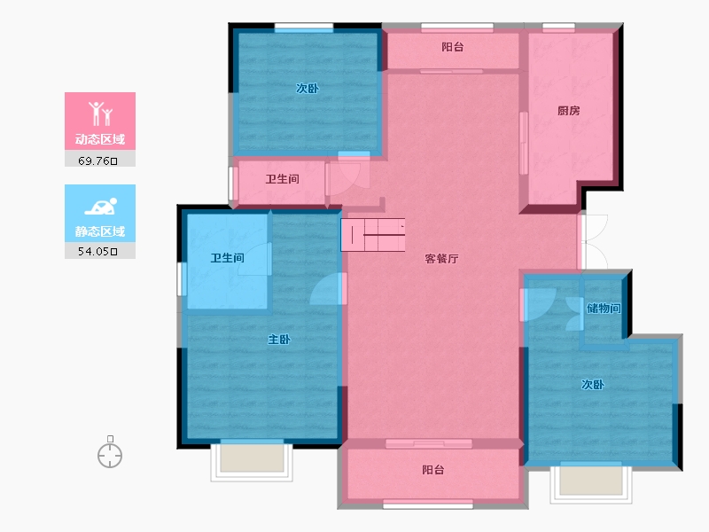 陕西省-西安市-红星紫御半山-110.87-户型库-动静分区