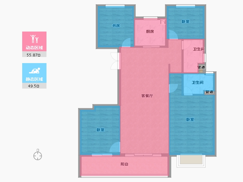 浙江省-宁波市-青樾府-96.00-户型库-动静分区