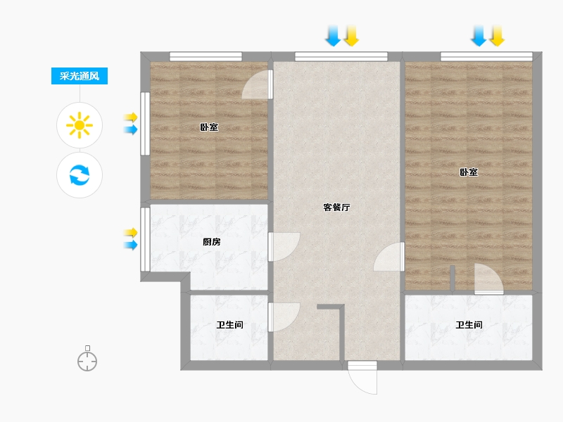 浙江省-杭州市-世茂天玑-78.63-户型库-采光通风