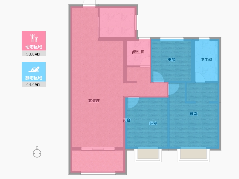 安徽省-淮南市-龙成奥韵-92.62-户型库-动静分区