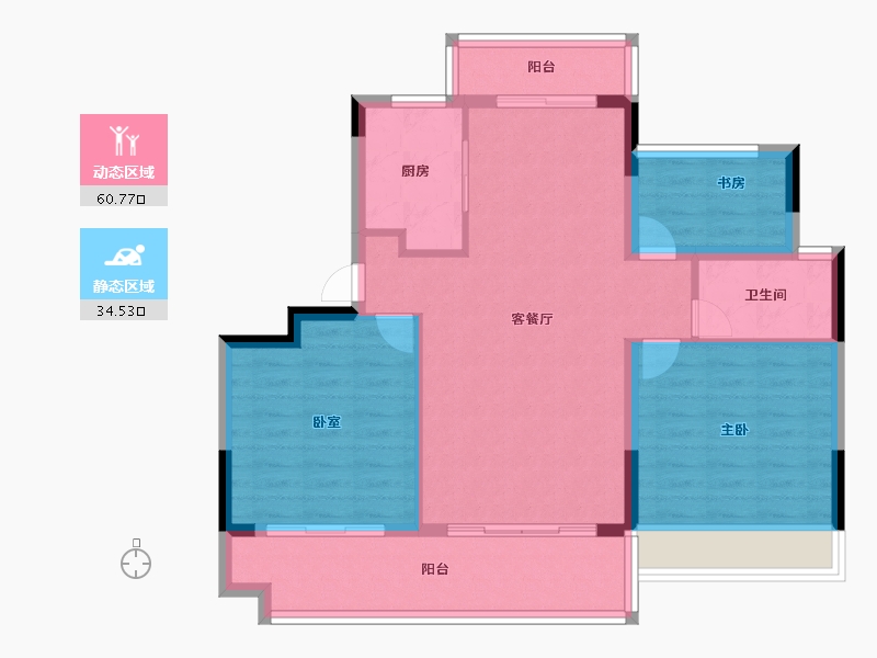 安徽省-六安市-远大·玺悦府-86.00-户型库-动静分区