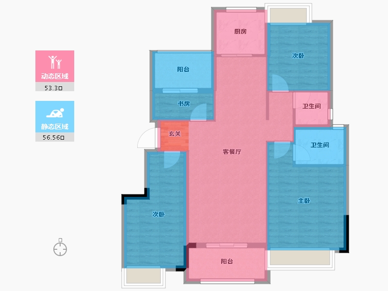 安徽省-阜阳市-成美·翡翠公馆-99.00-户型库-动静分区