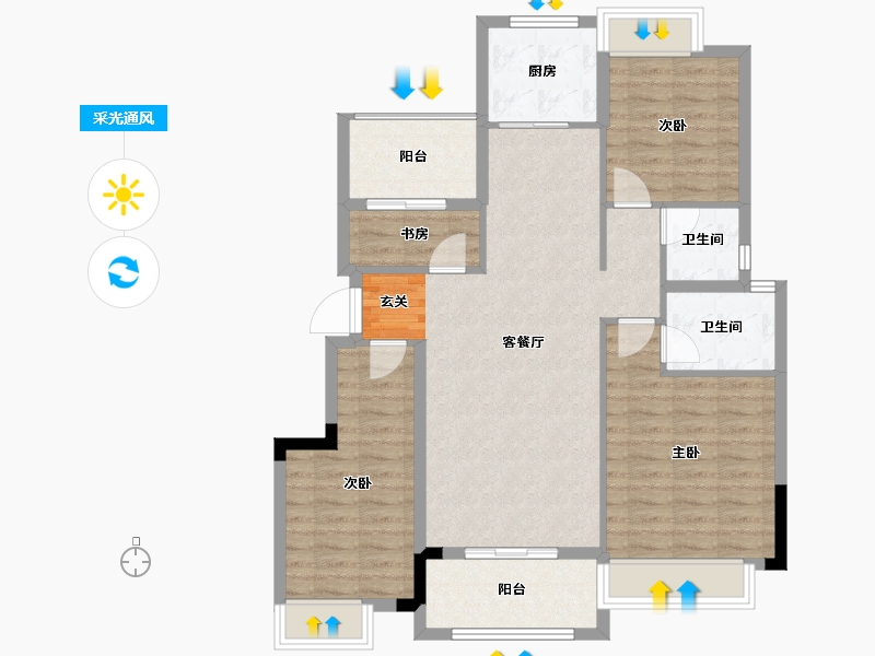 安徽省-阜阳市-成美·翡翠公馆-99.00-户型库-采光通风