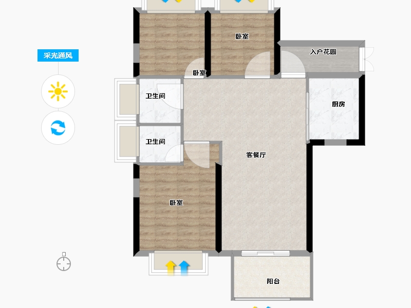 福建省-福州市-贵安新天地公寓-87.00-户型库-采光通风