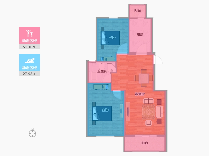 江苏省-扬州市-邗建·和瑞苑-72.00-户型库-动静分区