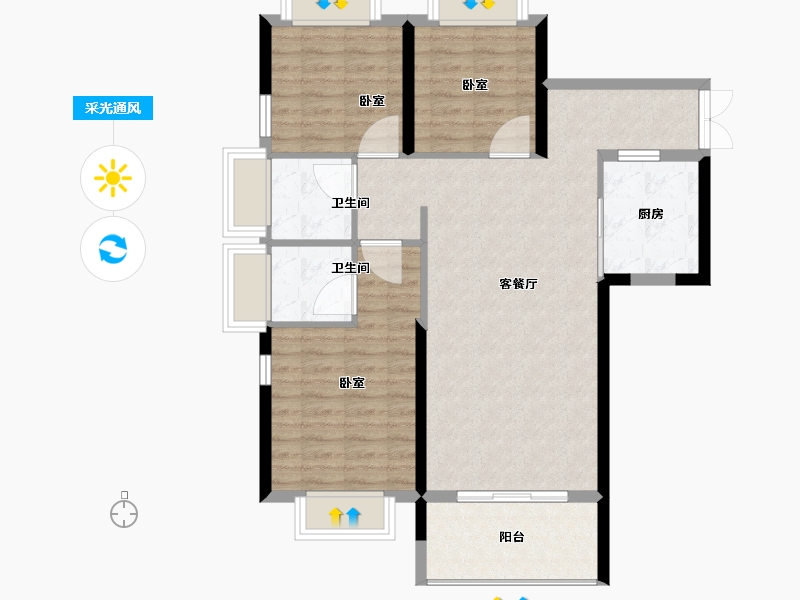 福建省-福州市-贵安新天地公寓-87.00-户型库-采光通风