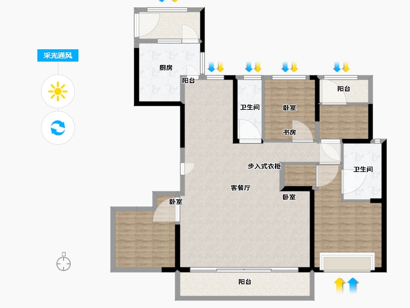 浙江省-宁波市-中国铁建·花语江湾-149.46-户型库-采光通风