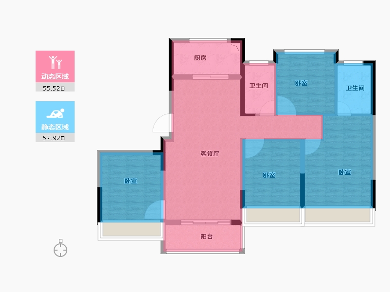 浙江省-金华市-众安宝龙世家-102.00-户型库-动静分区